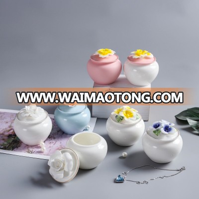 Handmade Flower Ceramic Ring Box for Wedding Gift