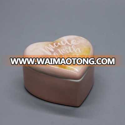 Custom heart shape pink ceramic jewelry boxes