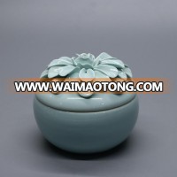 crafts gift blue flower decoration ceramic jewelry box