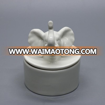 Elephant lid custom logo printed ceramic jewelry box