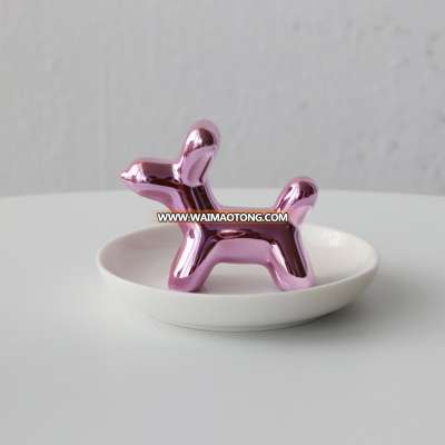 European style creative ceramic balloon dog jewelry ring dishes for decoration ornaments