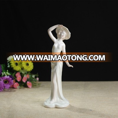 Exquisite elegance under-glazed porcelain ceramic lady figurine