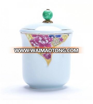 New Design Ceramic Ring Display Box Candy Storage Jar with Flower Decoration