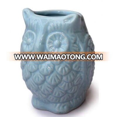 Daily use fancy owl shaped ceramic pen holder for office living room use