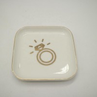 Custom Ceramic Square Ring Holder Ceramic Jewelry Dish Desktop Storage Tray Ring Holder Jewelry Plate For Home Decoration